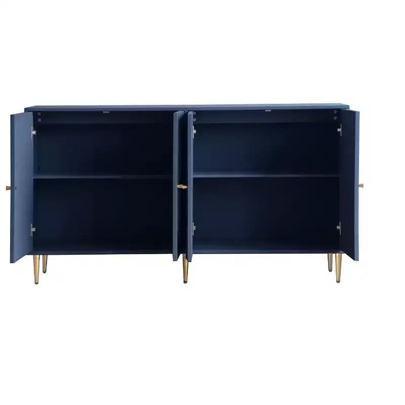 TUYOHW Lacquered 4 Door Wooden Cabinet Sideboard,Console Table with Gold Knobs,Adjustable Shelves,Buffet Server Storage for Entryway,Dining Room
