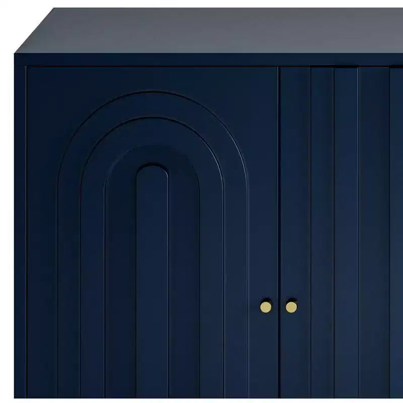 TUYOHW Lacquered 4 Door Wooden Cabinet Sideboard,Console Table with Gold Knobs,Adjustable Shelves,Buffet Server Storage for Entryway,Dining Room