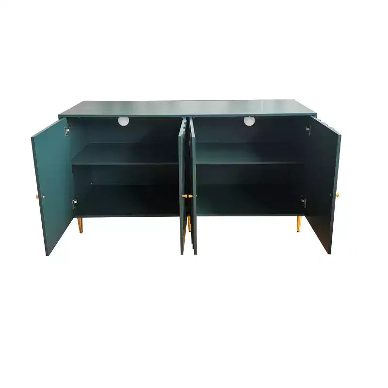 TUYOHW Lacquered 4 Door Wooden Cabinet Sideboard,Console Table with Gold Knobs,Adjustable Shelves,Buffet Server Storage for Entryway,Dining Room