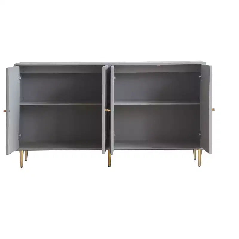 TUYOHW Lacquered 4 Door Wooden Cabinet Sideboard,Console Table with Gold Knobs,Adjustable Shelves,Buffet Server Storage for Entryway,Dining Room
