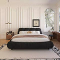MAYEERTY Queen Size Luxury Upholstered Platform Bed with Oversized Padded Backrset and Solid Wood Frame Black
