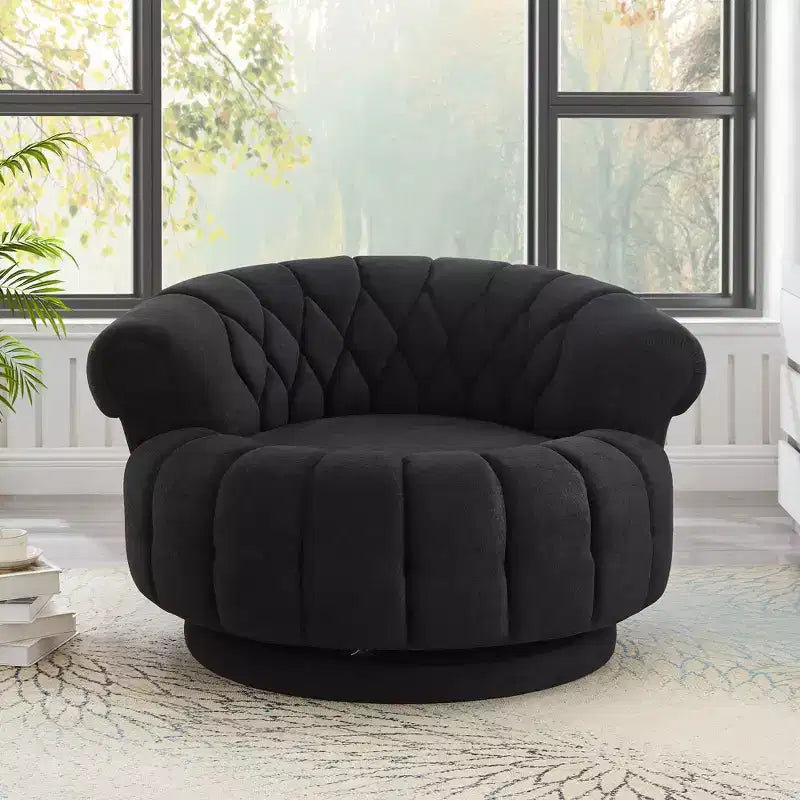 360 Swivel Round Accent Chair, Swivel Chair Sofa Chair Barrel Chair Round Club Chair for Living Room and Bedroom - ModernLuxe