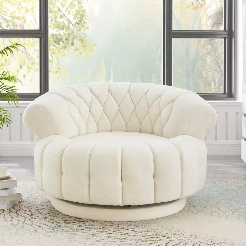360 Swivel Round Accent Chair, Swivel Chair Sofa Chair Barrel Chair Round Club Chair for Living Room and Bedroom - ModernLuxe