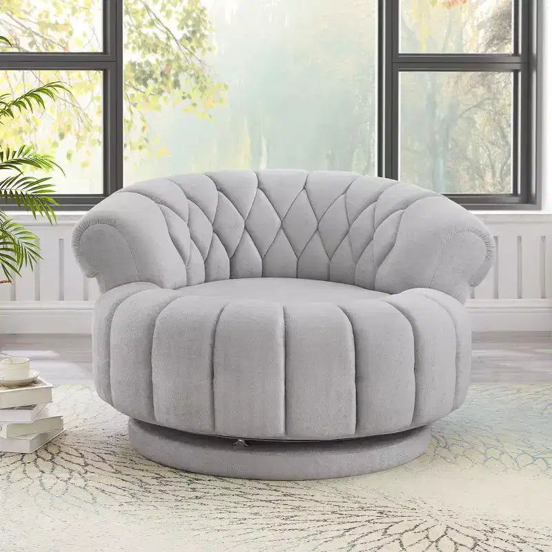 360 Swivel Round Accent Chair, Swivel Chair Sofa Chair Barrel Chair Round Club Chair for Living Room and Bedroom - ModernLuxe