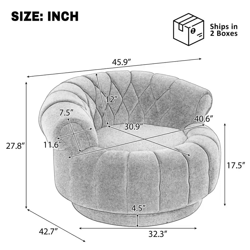 360 Swivel Round Accent Chair, Swivel Chair Sofa Chair Barrel Chair Round Club Chair for Living Room and Bedroom - ModernLuxe