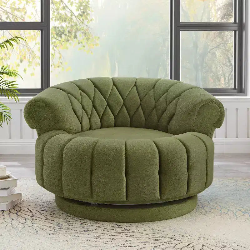 360 Swivel Round Accent Chair, Swivel Chair Sofa Chair Barrel Chair Round Club Chair for Living Room and Bedroom - ModernLuxe