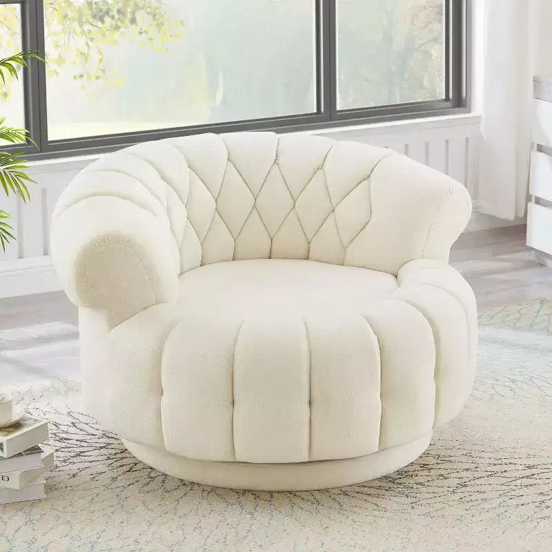 360 Swivel Round Accent Chair, Swivel Chair Sofa Chair Barrel Chair Round Club Chair for Living Room and Bedroom - ModernLuxe