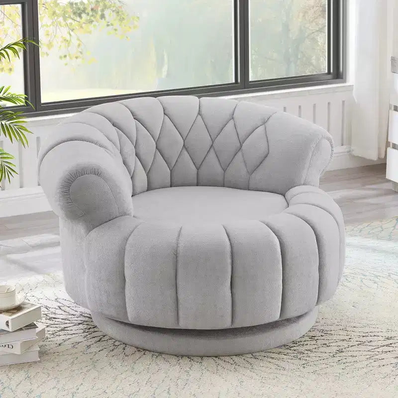 360 Swivel Round Accent Chair, Swivel Chair Sofa Chair Barrel Chair Round Club Chair for Living Room and Bedroom - ModernLuxe