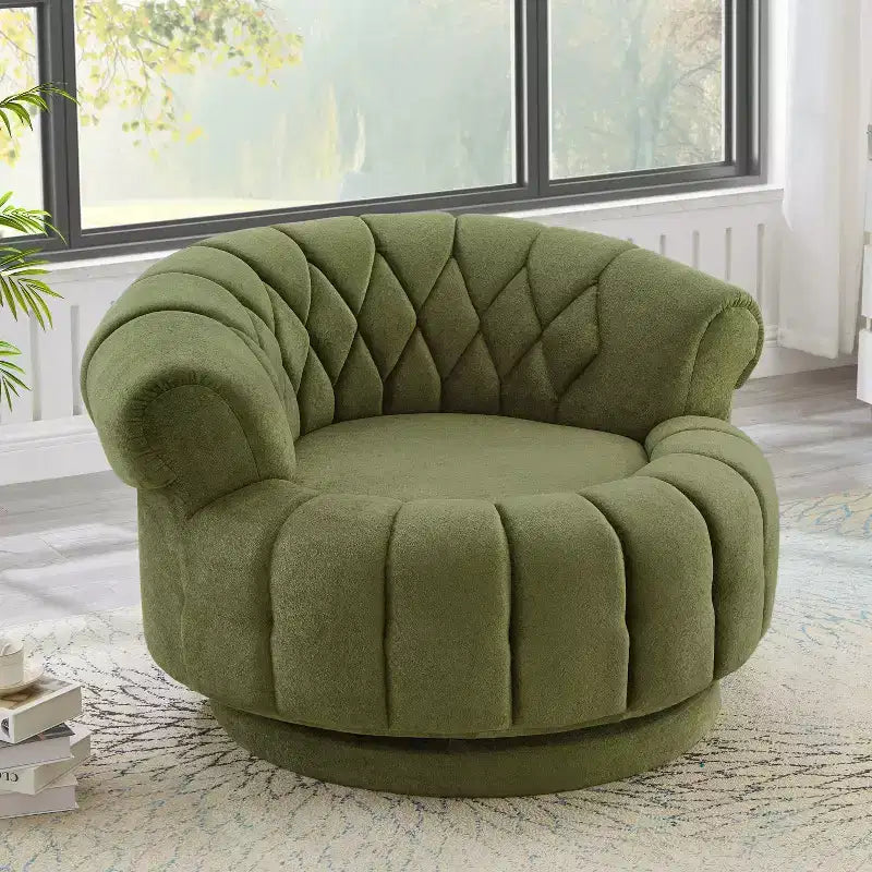 360 Swivel Round Accent Chair, Swivel Chair Sofa Chair Barrel Chair Round Club Chair for Living Room and Bedroom - ModernLuxe