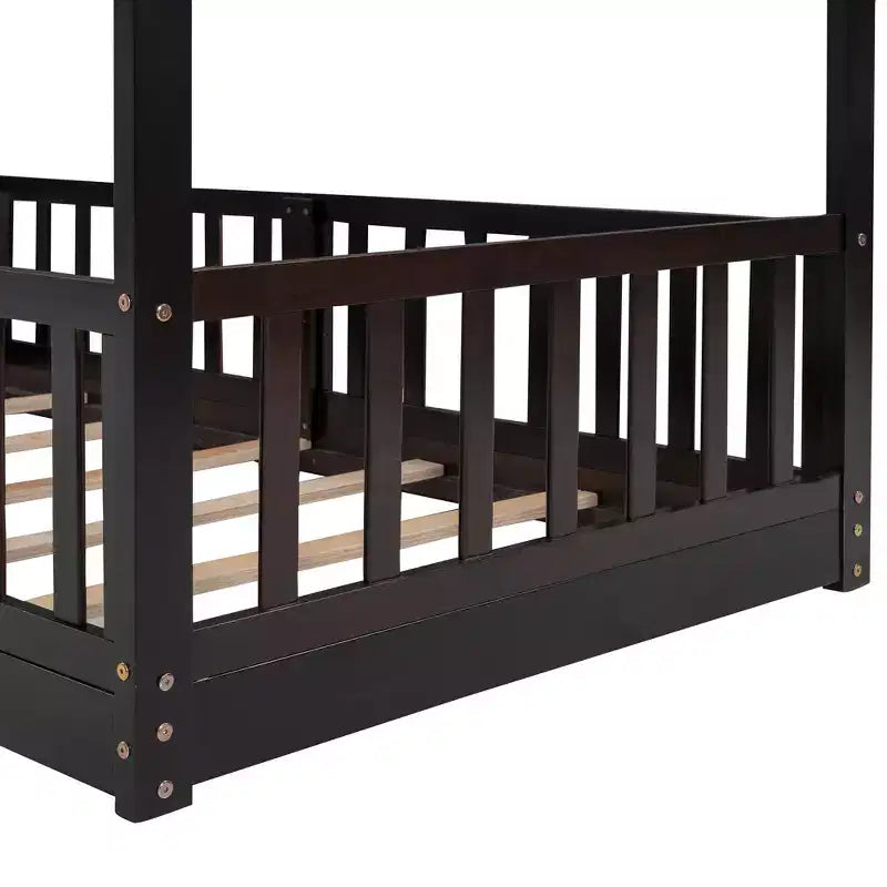 Bellemave Twin Over Twin Bunk Bed with Convertible Slide & Ladder, Solid Pine Wood, Safety Guardrails, Space-Saving Design, White/Gray/Espresso