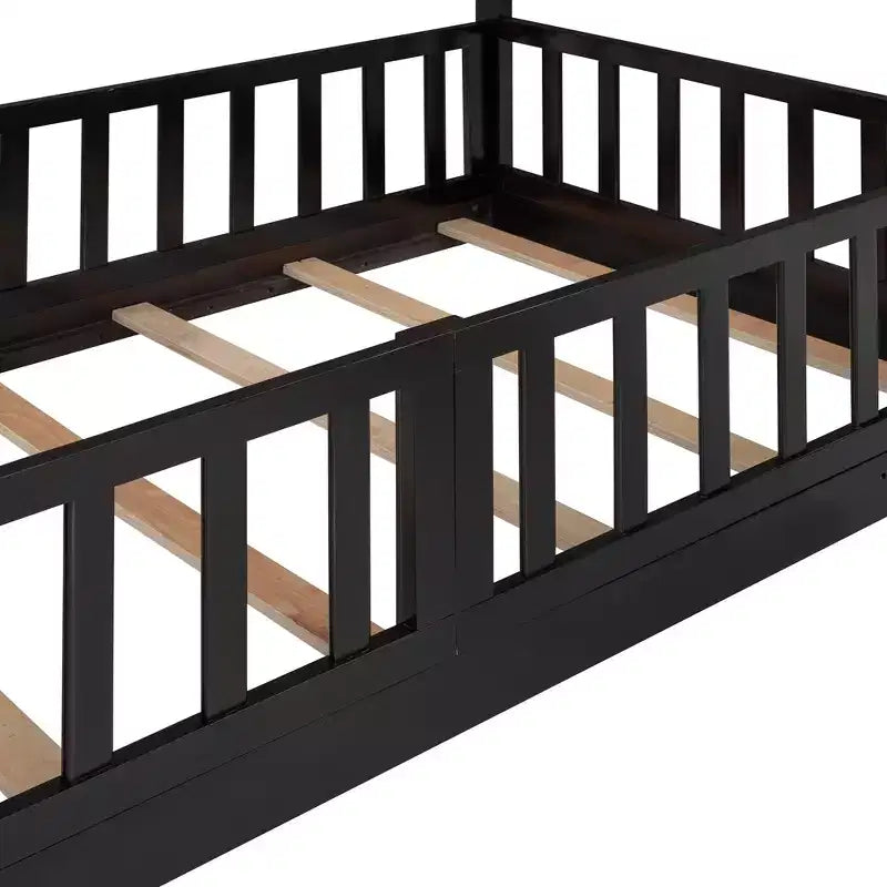 Bellemave Twin Over Twin Bunk Bed with Convertible Slide & Ladder, Solid Pine Wood, Safety Guardrails, Space-Saving Design, White/Gray/Espresso