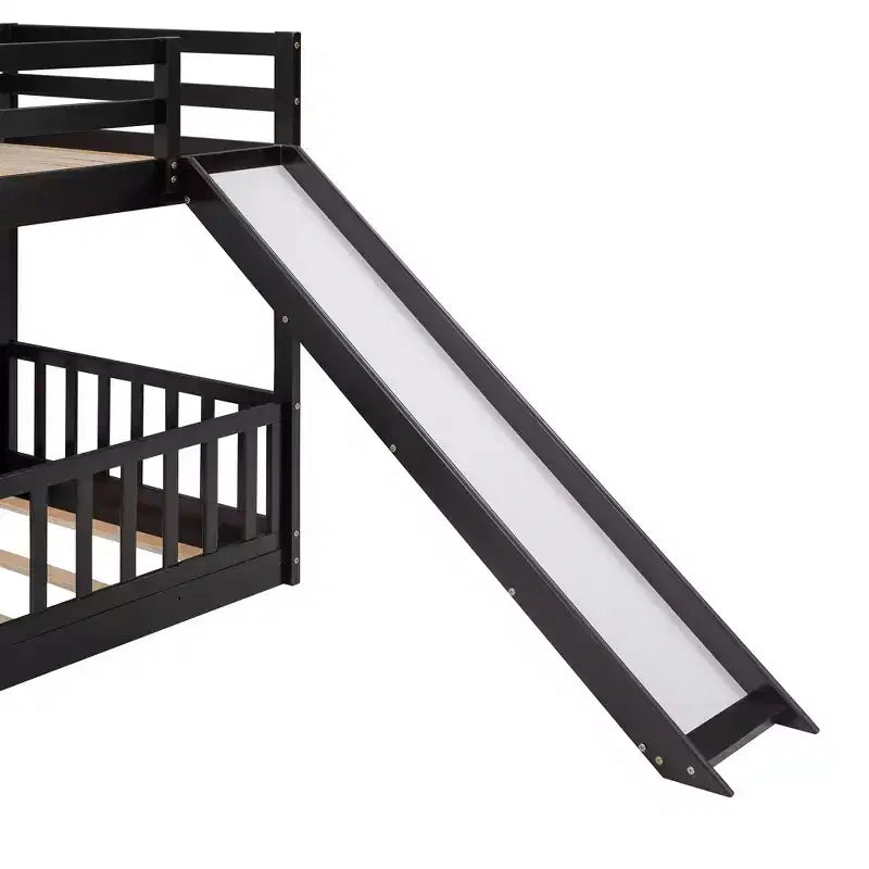 Bellemave Twin Over Twin Bunk Bed with Convertible Slide & Ladder, Solid Pine Wood, Safety Guardrails, Space-Saving Design, White/Gray/Espresso