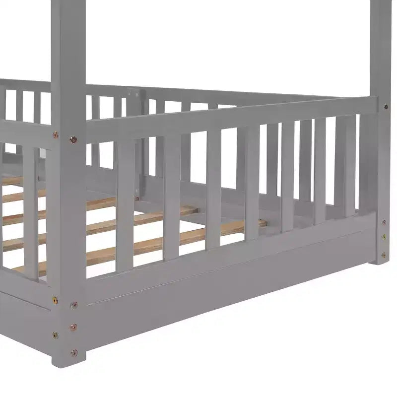 Bellemave Twin Over Twin Bunk Bed with Convertible Slide & Ladder, Solid Pine Wood, Safety Guardrails, Space-Saving Design, White/Gray/Espresso