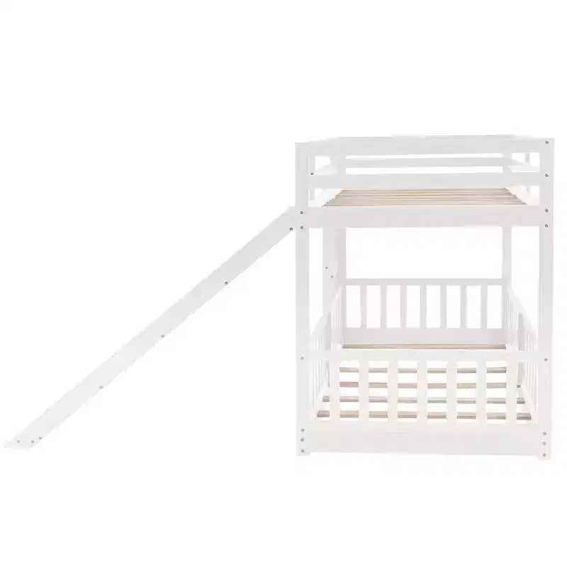Bellemave Twin Over Twin Bunk Bed with Convertible Slide & Ladder, Solid Pine Wood, Safety Guardrails, Space-Saving Design, White/Gray/Espresso