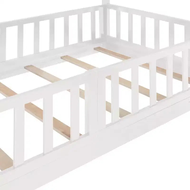 Bellemave Twin Over Twin Bunk Bed with Convertible Slide & Ladder, Solid Pine Wood, Safety Guardrails, Space-Saving Design, White/Gray/Espresso