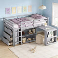 Luxystar Twin Size Loft Bed with 3 Drawers Cabinet, 2-tier Shelf Cabinet and Pulling -Out Desk