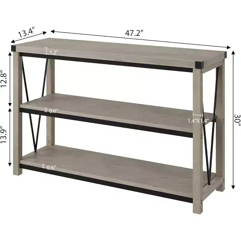 Narrow Entryway Table - 47 Inch Farmhouse Long Console Table, 3 Tier Behind Couch Table with Storage, Wooden Sofa Hallway Tables for Home, Foyer