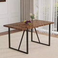 55 Modern Light Luxury Rectangular Kitchen Table with Black Metal Legs, Multi-Functional Dining Table for Dining Room or Home Office-Panipeachy