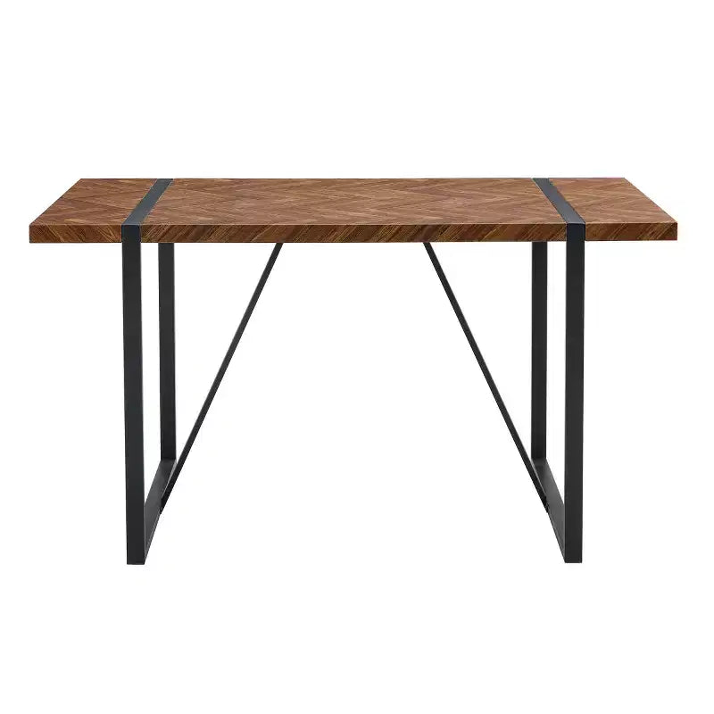 55 Modern Light Luxury Rectangular Kitchen Table with Black Metal Legs, Multi-Functional Dining Table for Dining Room or Home Office-Panipeachy
