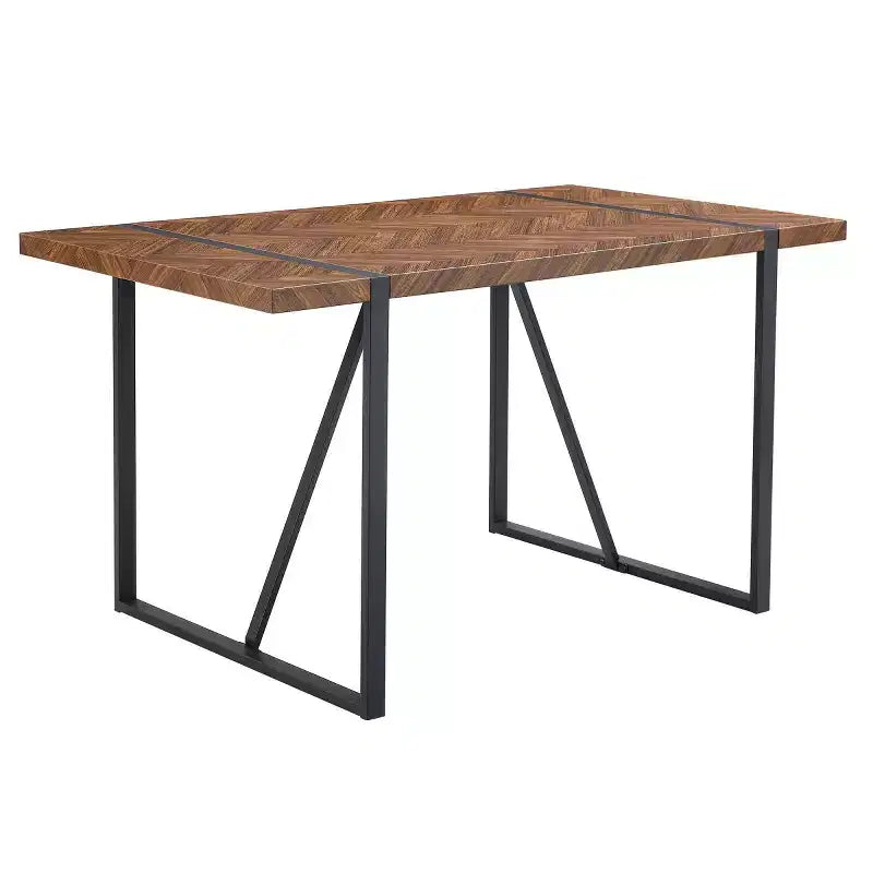 55 Modern Light Luxury Rectangular Kitchen Table with Black Metal Legs, Multi-Functional Dining Table for Dining Room or Home Office-Panipeachy
