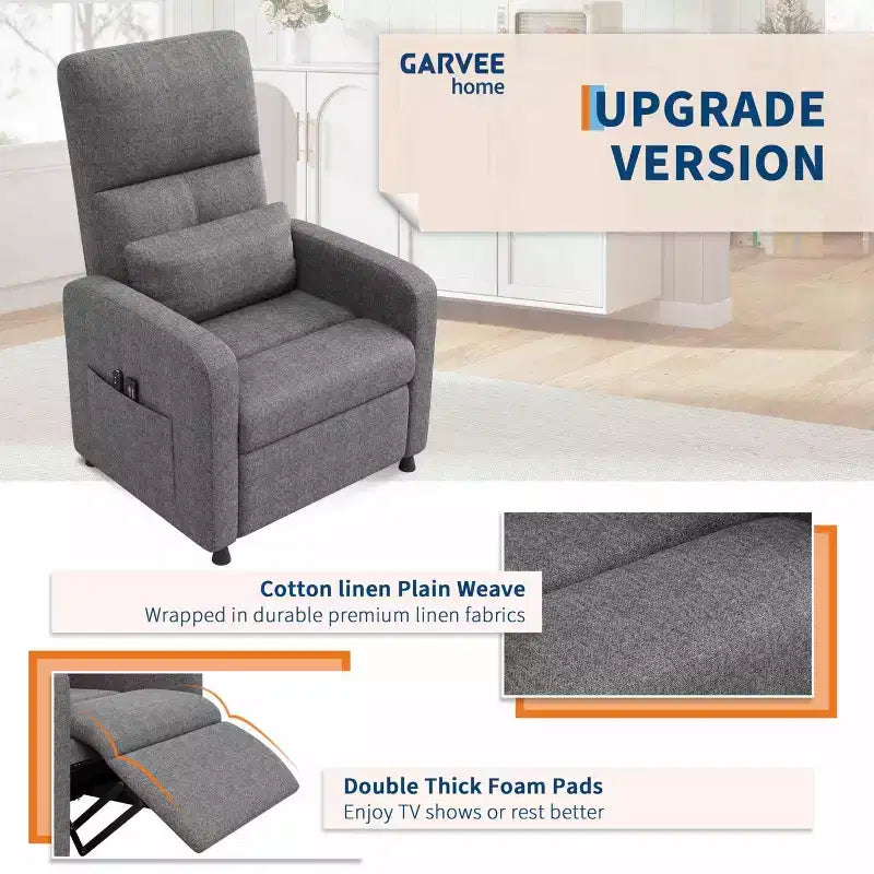 COZONY Adjustable Recliner Sofa Chair with USB Port, Tall Back, Padded Seat, 2 Side Pockets for Living Room Home Theater