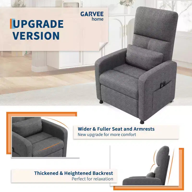 COZONY Adjustable Recliner Sofa Chair with USB Port, Tall Back, Padded Seat, 2 Side Pockets for Living Room Home Theater