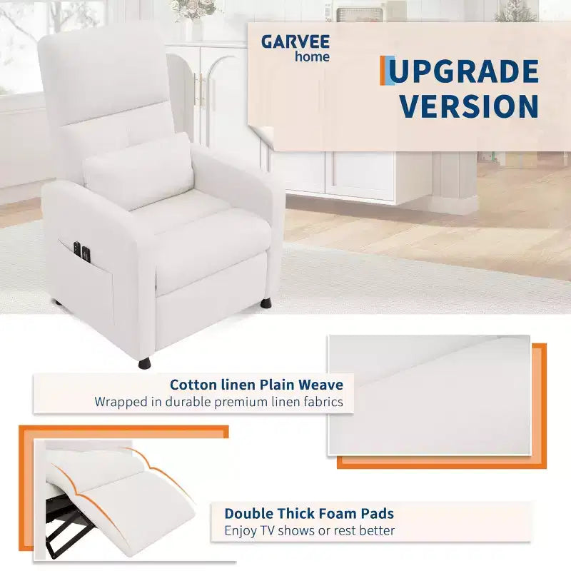 COZONY Adjustable Recliner Sofa Chair with USB Port, Tall Back, Padded Seat, 2 Side Pockets for Living Room Home Theater