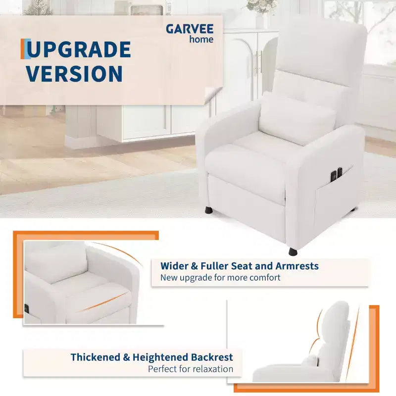 COZONY Adjustable Recliner Sofa Chair with USB Port, Tall Back, Padded Seat, 2 Side Pockets for Living Room Home Theater
