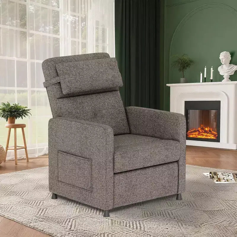 COZONY Adjustable Recliner Sofa Chair with USB Port, Tall Back, Padded Seat, 2 Side Pockets for Living Room Home Theater