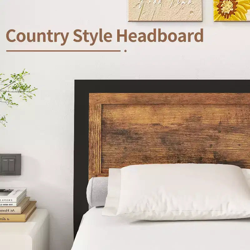 Dyonery retro style bed frame, with 4 detachable pulley storage baskets, easy installation, and thickened metal frame