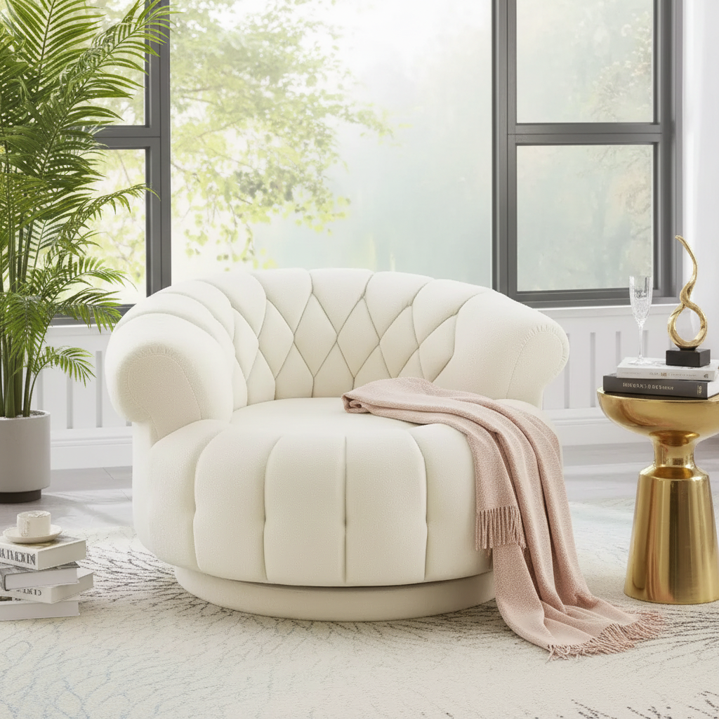 Fauteuil lounge rond pivotant