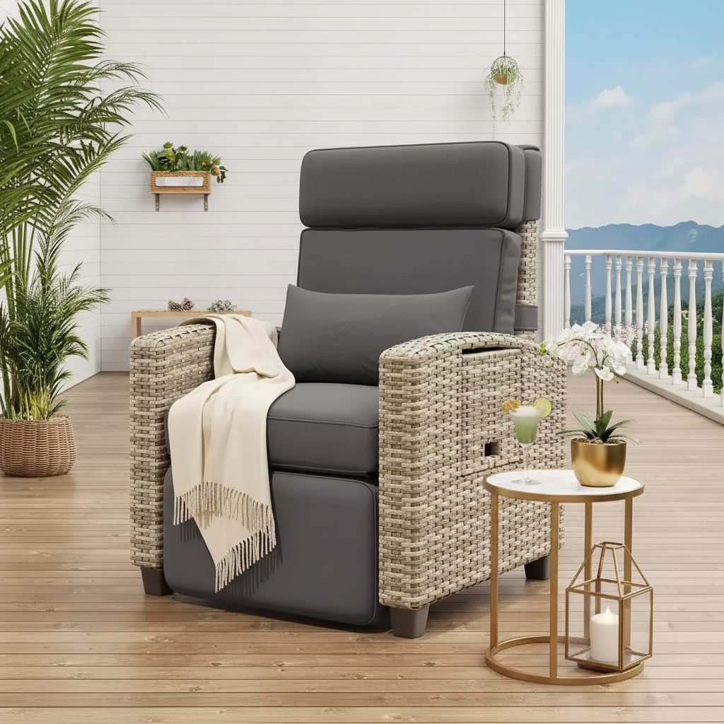 Chaise longue en rotin