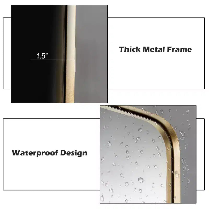 Costway 32x20 Wall-Mounted Rectangle Mirror Metal Frame Bathroom Entryway Gold