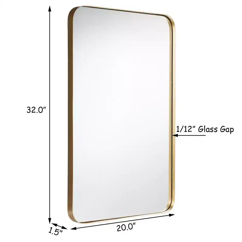 Costway 32x20 Wall-Mounted Rectangle Mirror Metal Frame Bathroom Entryway Gold