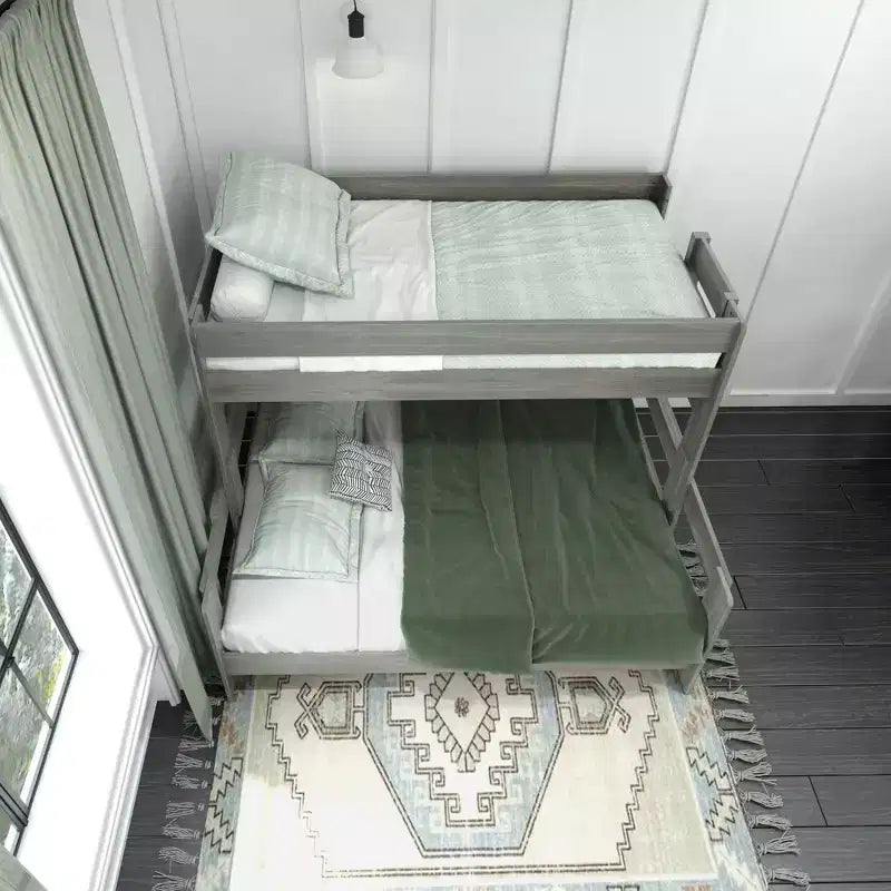 Max & Lily Solid Wood Bunk Bed, Twin XL over Queen Modern Farmhouse Platform Bed Frame For Kids