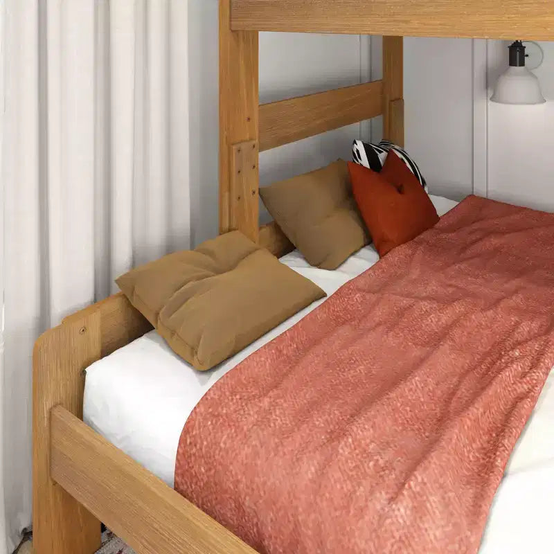 Max & Lily Solid Wood Bunk Bed, Twin XL over Queen Modern Farmhouse Platform Bed Frame For Kids