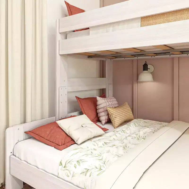 Max & Lily Solid Wood Bunk Bed, Twin XL over Queen Modern Farmhouse Platform Bed Frame For Kids