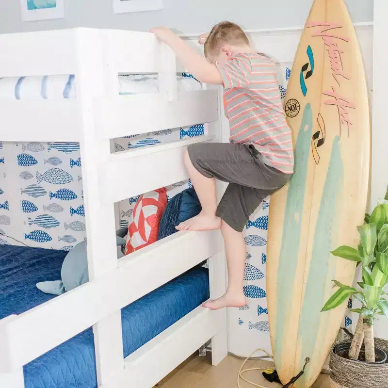 Max & Lily Solid Wood Bunk Bed, Twin XL over Queen Modern Farmhouse Platform Bed Frame For Kids