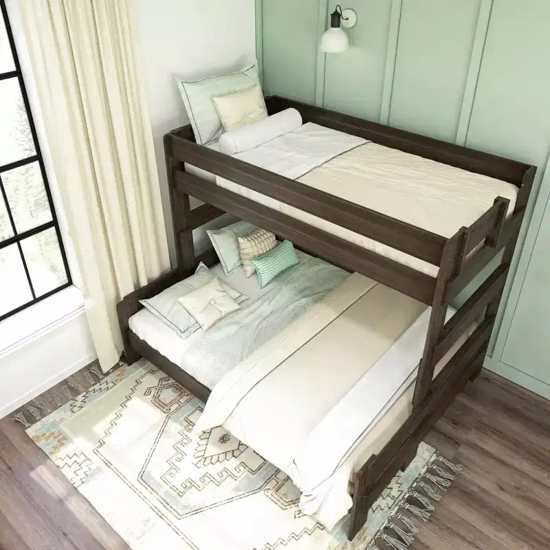 Max & Lily Solid Wood Bunk Bed, Twin XL over Queen Modern Farmhouse Platform Bed Frame For Kids