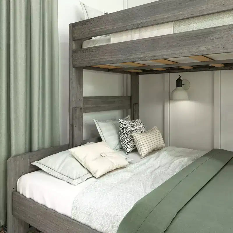 Max & Lily Solid Wood Bunk Bed, Twin XL over Queen Modern Farmhouse Platform Bed Frame For Kids