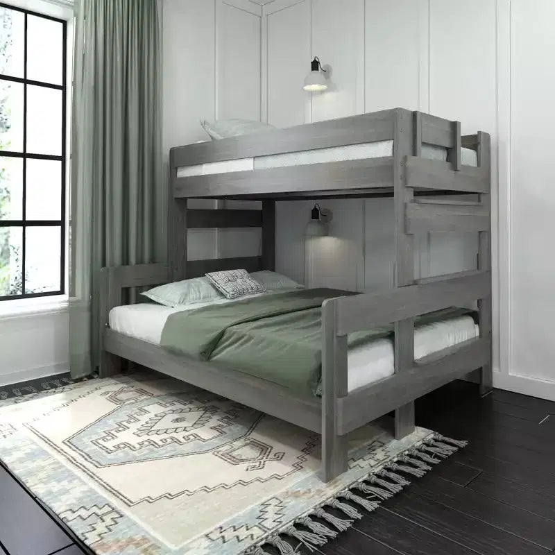 Max & Lily Solid Wood Bunk Bed, Twin XL over Queen Modern Farmhouse Platform Bed Frame For Kids