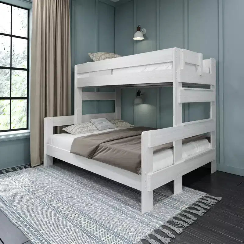 Max & Lily Solid Wood Bunk Bed, Twin XL over Queen Modern Farmhouse Platform Bed Frame For Kids