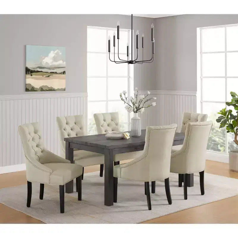 Set of 2 Haeys Tufted Upholstered Dining Armless Chairs - Alaterre Furniture